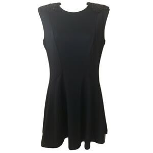 Forever 21 Black Beaded Sequin Fit & Flare Sleeveless Panel Dress Size S